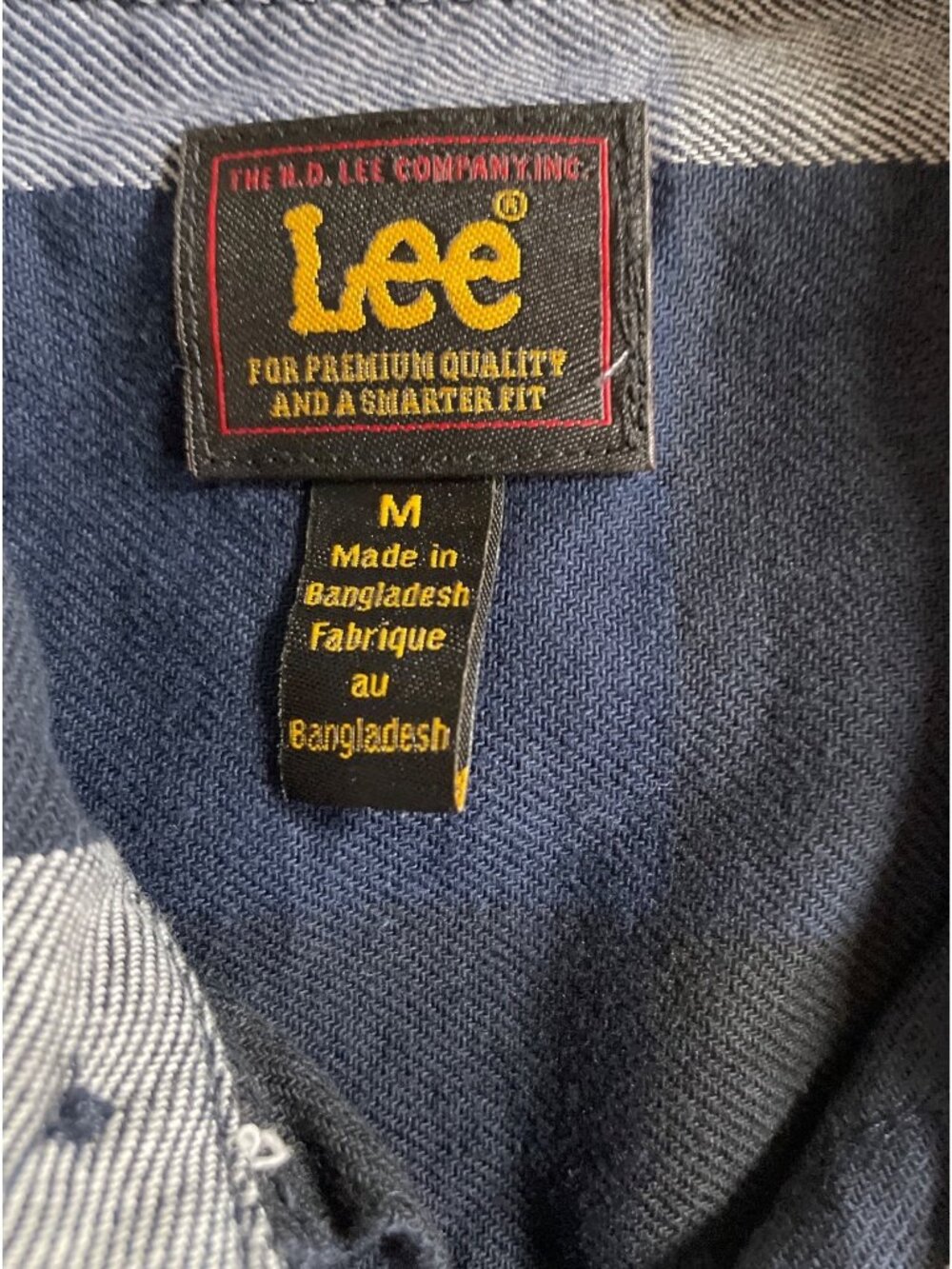 Lee Mens Plaid Button-Down Long-Sleeve Shirt Navy & White Size Medium - Picture 6 of 8